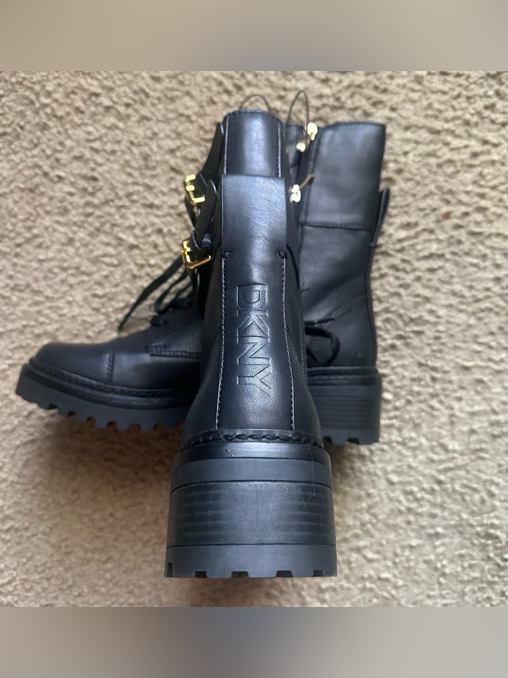 NWT DKNY Bart Lace-Up Buckled Lug Sole Boots Women's Size 11 - Picture 11 of 12